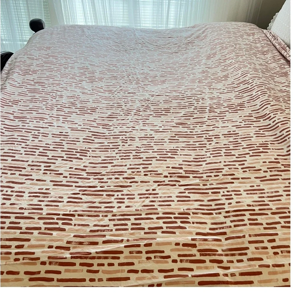 Brooklinen Luxe Sateen King‎ Sheet Set Terracotta Abstract 100% Cotton OEKO-TEX